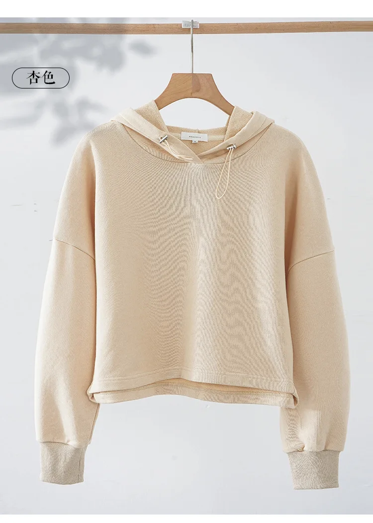100% Cotton Oversize Hoodies Women Long Sleeve Jogger Yoga Ladies Sweatshirt Harajuku Streetwear Pullovers