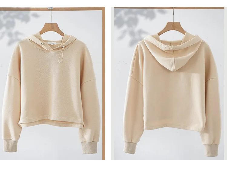 100% Cotton Oversize Hoodies Women Long Sleeve Jogger Yoga Ladies Sweatshirt Harajuku Streetwear Pullovers
