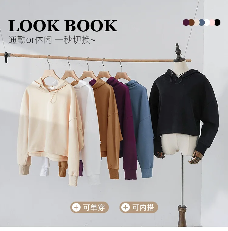 100% Cotton Oversize Hoodies Women Long Sleeve Jogger Yoga Ladies Sweatshirt Harajuku Streetwear Pullovers