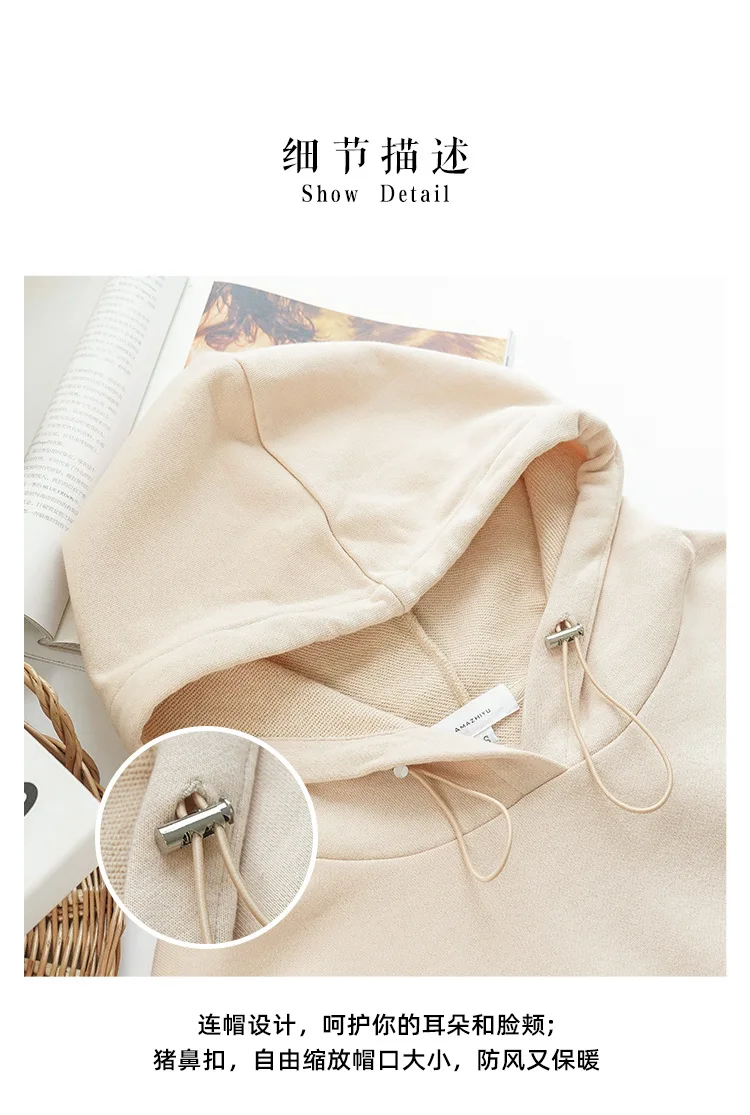 100% Cotton Oversize Hoodies Women Long Sleeve Jogger Yoga Ladies Sweatshirt Harajuku Streetwear Pullovers
