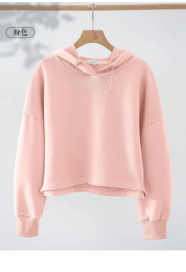 100% Cotton Oversize Hoodies Women Long Sleeve Jogger Yoga Ladies Sweatshirt Harajuku Streetwear Pullovers