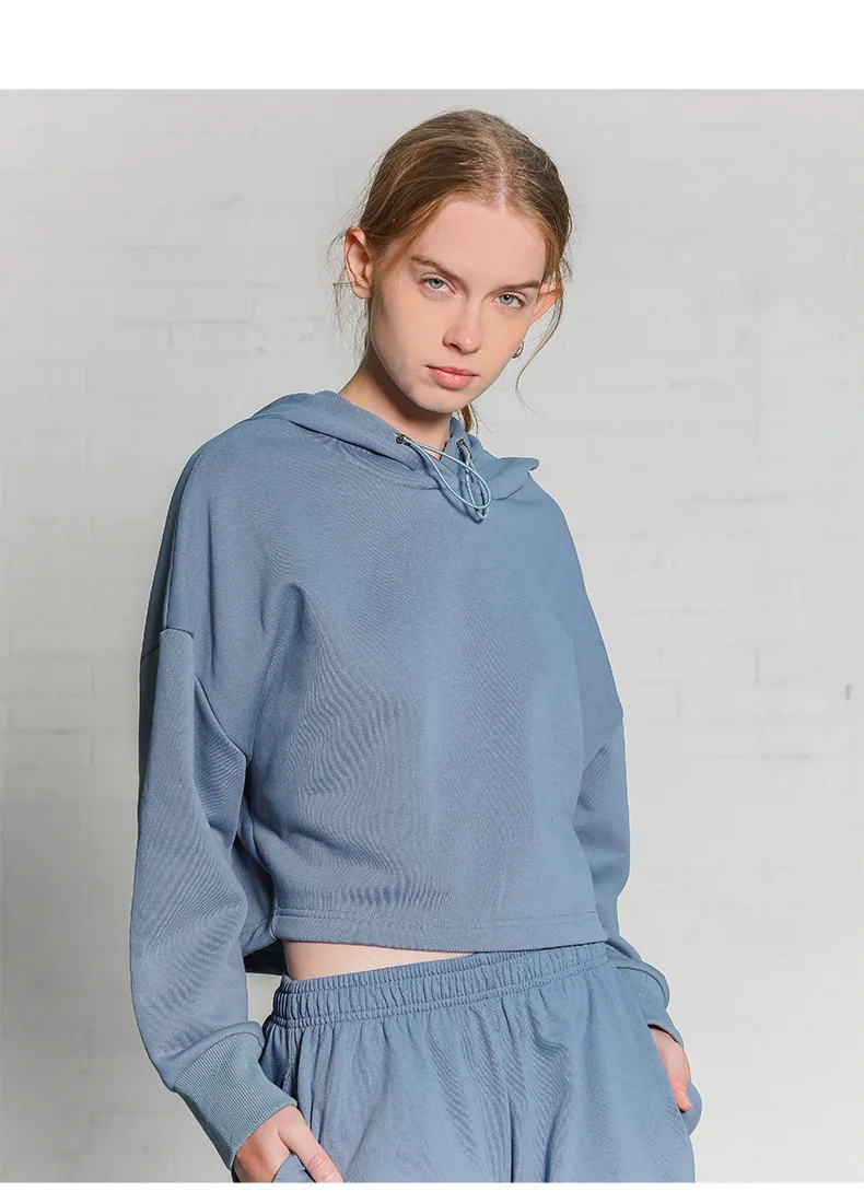 100% Cotton Oversize Hoodies Women Long Sleeve Jogger Yoga Ladies Sweatshirt Harajuku Streetwear Pullovers