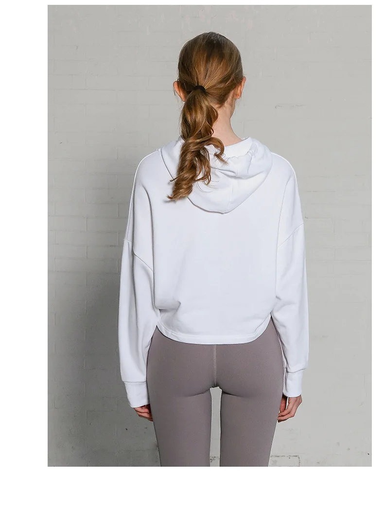 100% Cotton Oversize Hoodies Women Long Sleeve Jogger Yoga Ladies Sweatshirt Harajuku Streetwear Pullovers