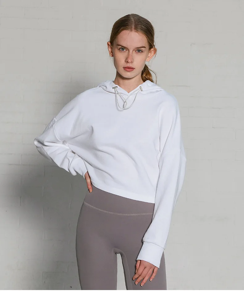 100% Cotton Oversize Hoodies Women Long Sleeve Jogger Yoga Ladies Sweatshirt Harajuku Streetwear Pullovers