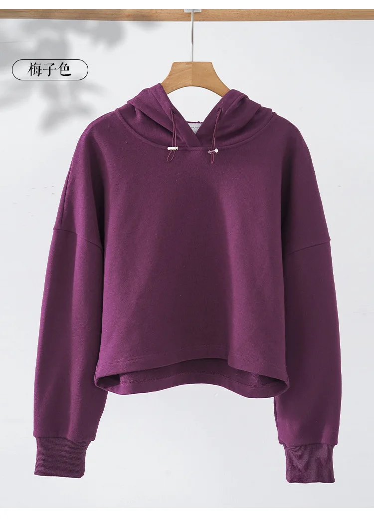 100% Cotton Oversize Hoodies Women Long Sleeve Jogger Yoga Ladies Sweatshirt Harajuku Streetwear Pullovers