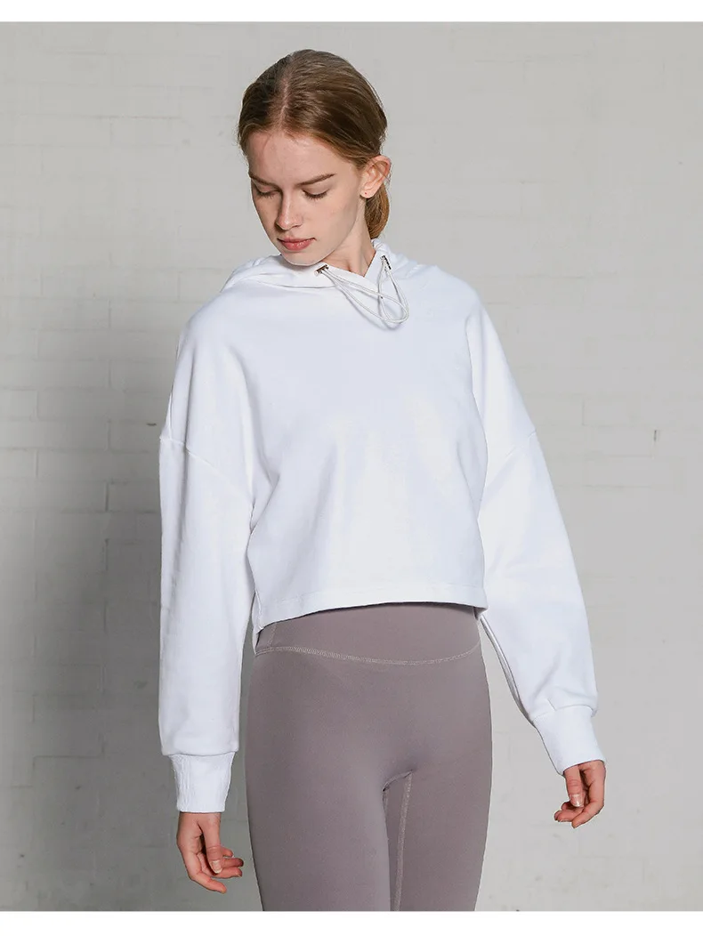 100% Cotton Oversize Hoodies Women Long Sleeve Jogger Yoga Ladies Sweatshirt Harajuku Streetwear Pullovers