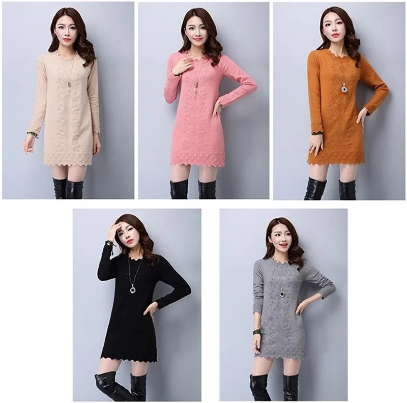 Women Sweaters Pullovers 2024 New Autumn Winter Clothes Long Knitted Sweater Knitwear Female Long Sleeve Jumper Bottoming Tops