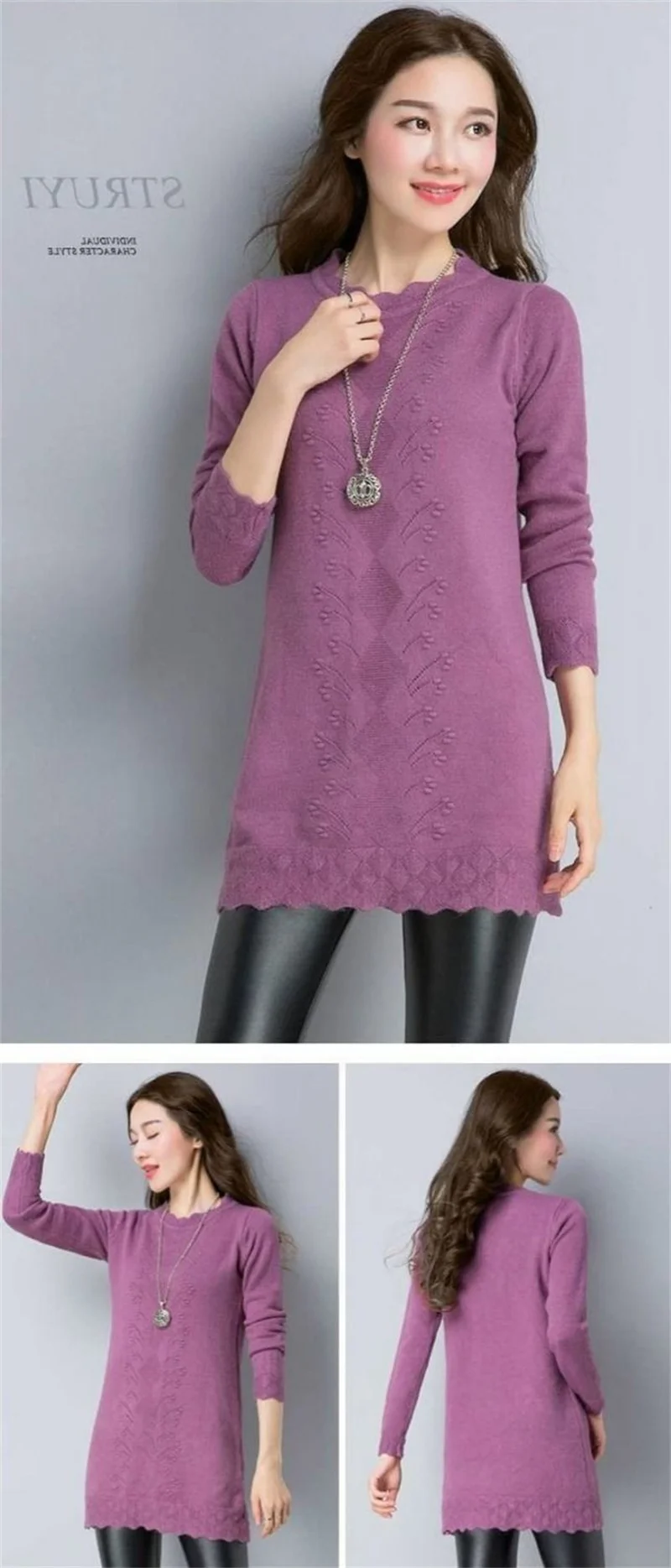 Women Sweaters Pullovers 2024 New Autumn Winter Clothes Long Knitted Sweater Knitwear Female Long Sleeve Jumper Bottoming Tops