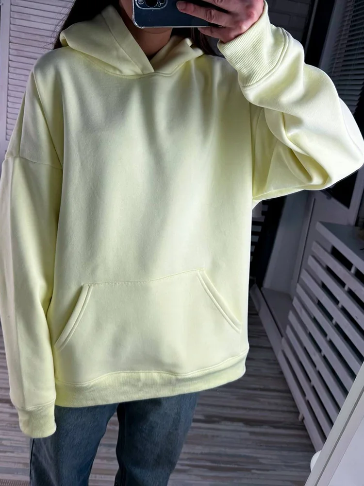 Streamgirl Fleece Oversize Hoodies Women Winter Warm Sweatshirt Pink Thick Velvet Pullovers Loose Women Hooded Sweatshirt Coats