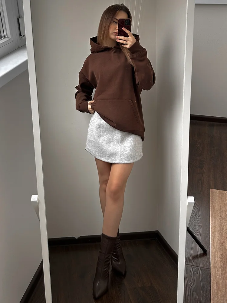 Streamgirl Fleece Oversize Hoodies Women Winter Warm Sweatshirt Pink Thick Velvet Pullovers Loose Women Hooded Sweatshirt Coats