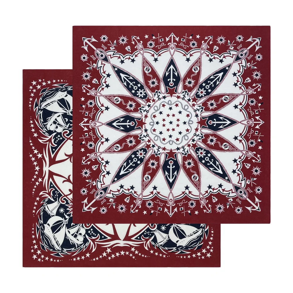 Navy Blue High Quality Hip Hop Cotton Square Scarf Men Sailboat Nautical Bandana Scarf Headband Paisley Gifts For Boys/Girls
