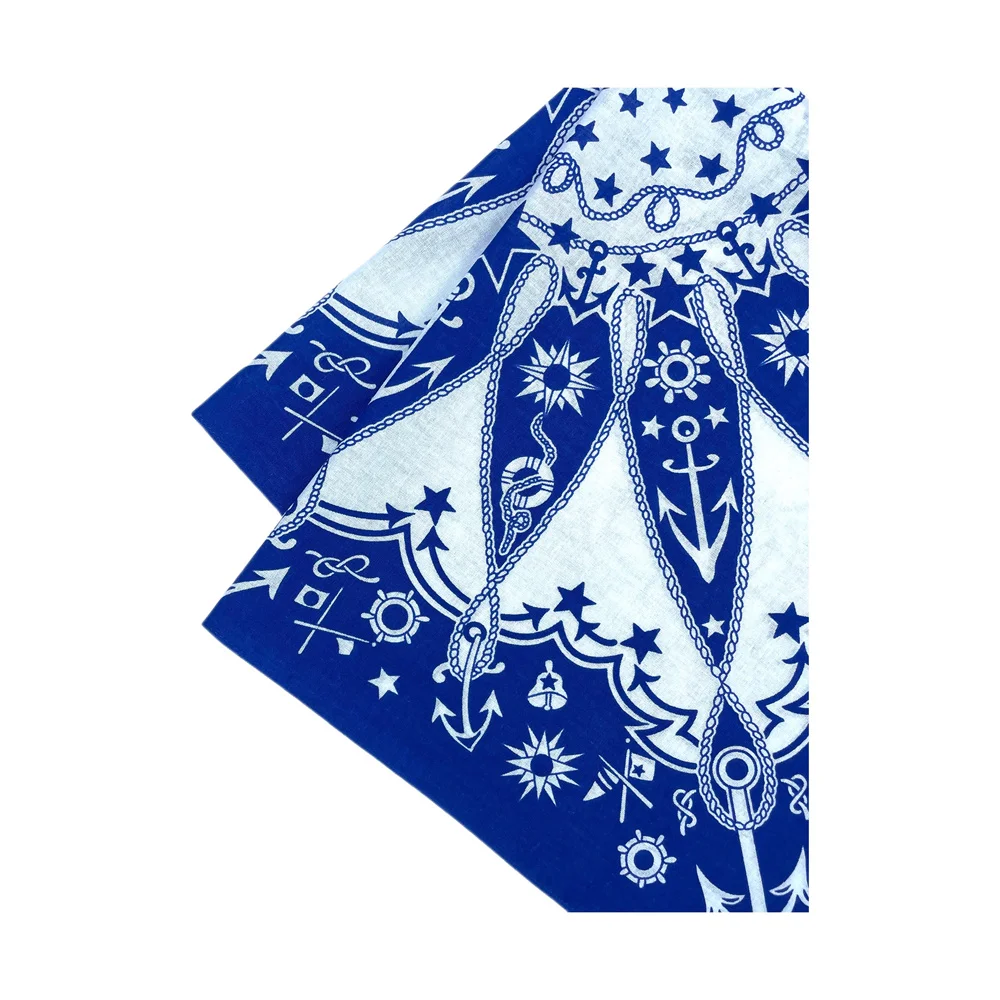 Navy Blue High Quality Hip Hop Cotton Square Scarf Men Sailboat Nautical Bandana Scarf Headband Paisley Gifts For Boys/Girls