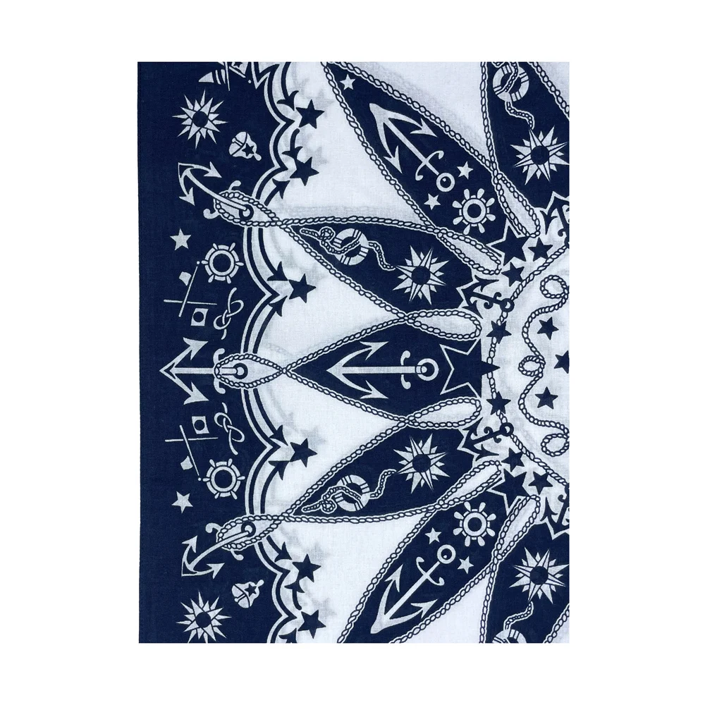 Navy Blue High Quality Hip Hop Cotton Square Scarf Men Sailboat Nautical Bandana Scarf Headband Paisley Gifts For Boys/Girls
