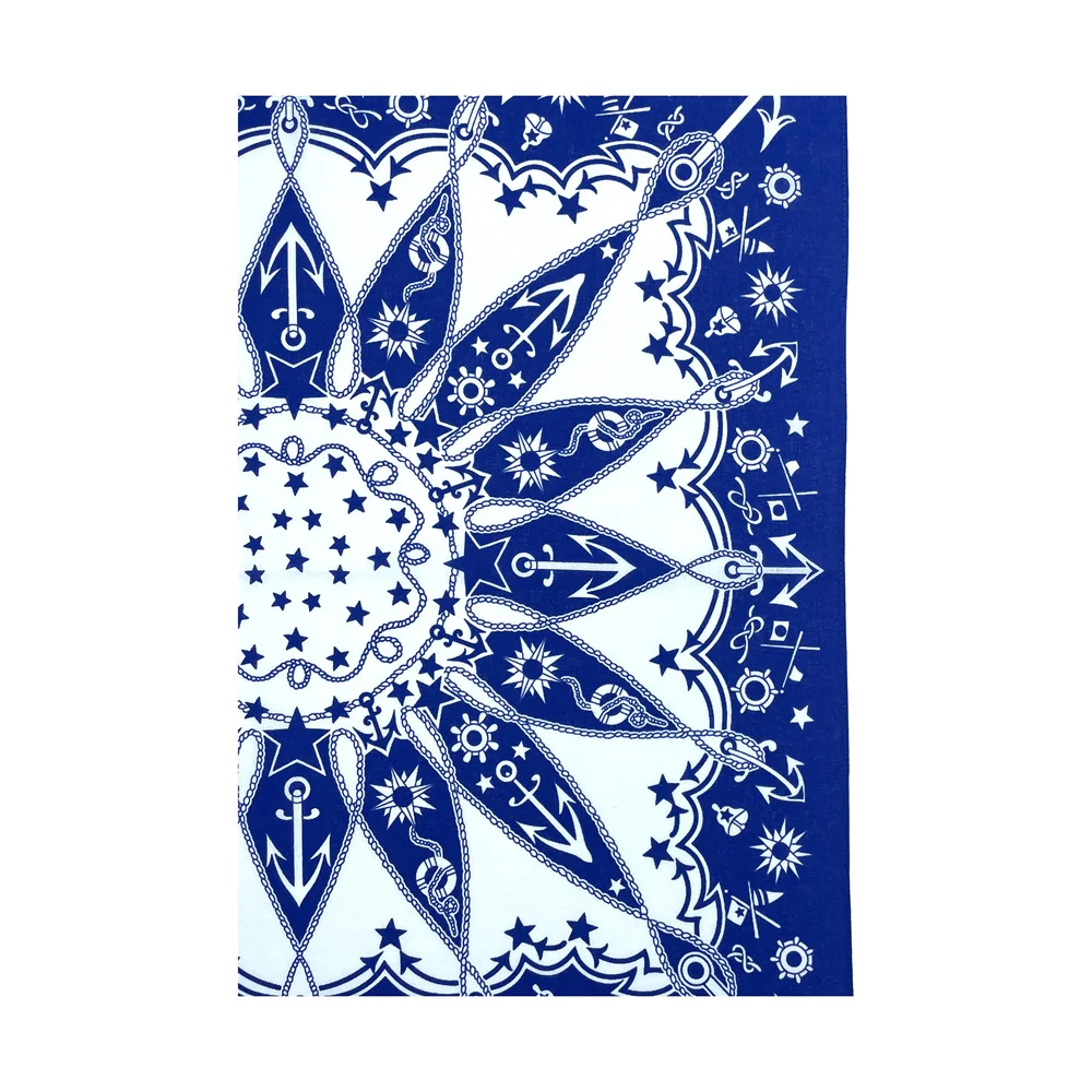 Navy Blue High Quality Hip Hop Cotton Square Scarf Men Sailboat Nautical Bandana Scarf Headband Paisley Gifts For Boys/Girls