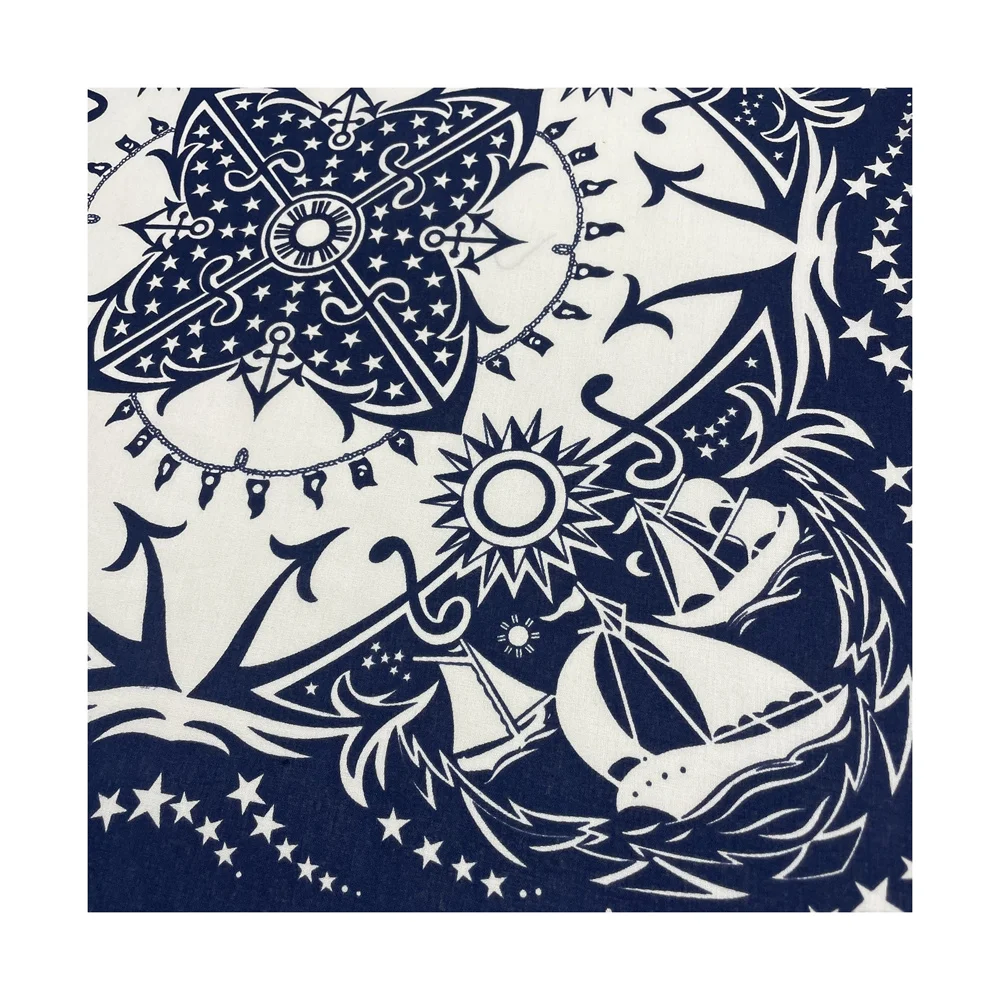 Navy Blue High Quality Hip Hop Cotton Square Scarf Men Sailboat Nautical Bandana Scarf Headband Paisley Gifts For Boys/Girls