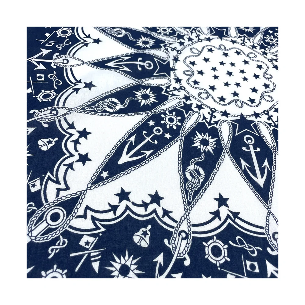 Navy Blue High Quality Hip Hop Cotton Square Scarf Men Sailboat Nautical Bandana Scarf Headband Paisley Gifts For Boys/Girls