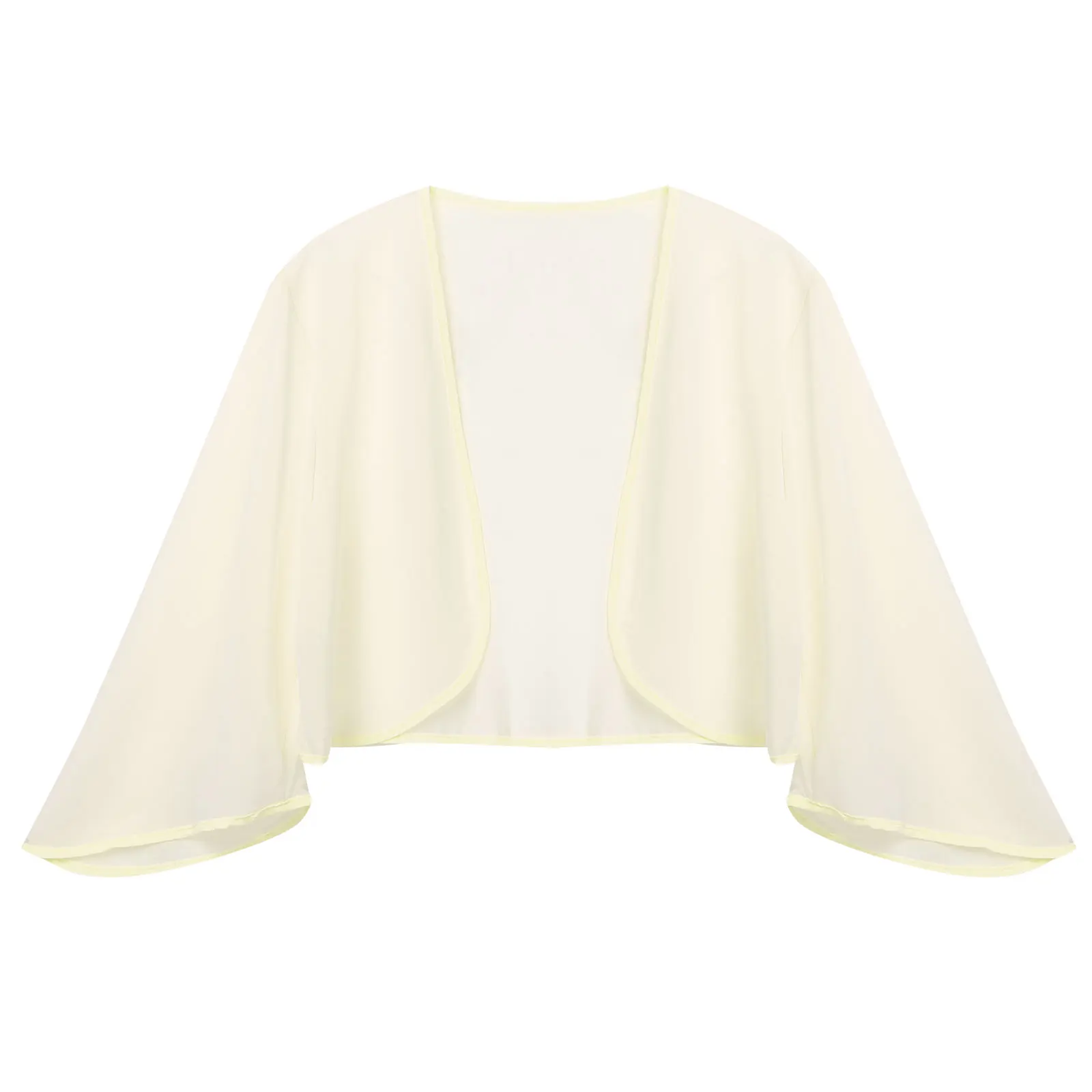 Womens 3/4 Sleeve Chiffon Cardigan Bolero Elegant Summer Ladies Wedding Wraps Shrug Bridal Bolero Long Shawl Evening Cover Up