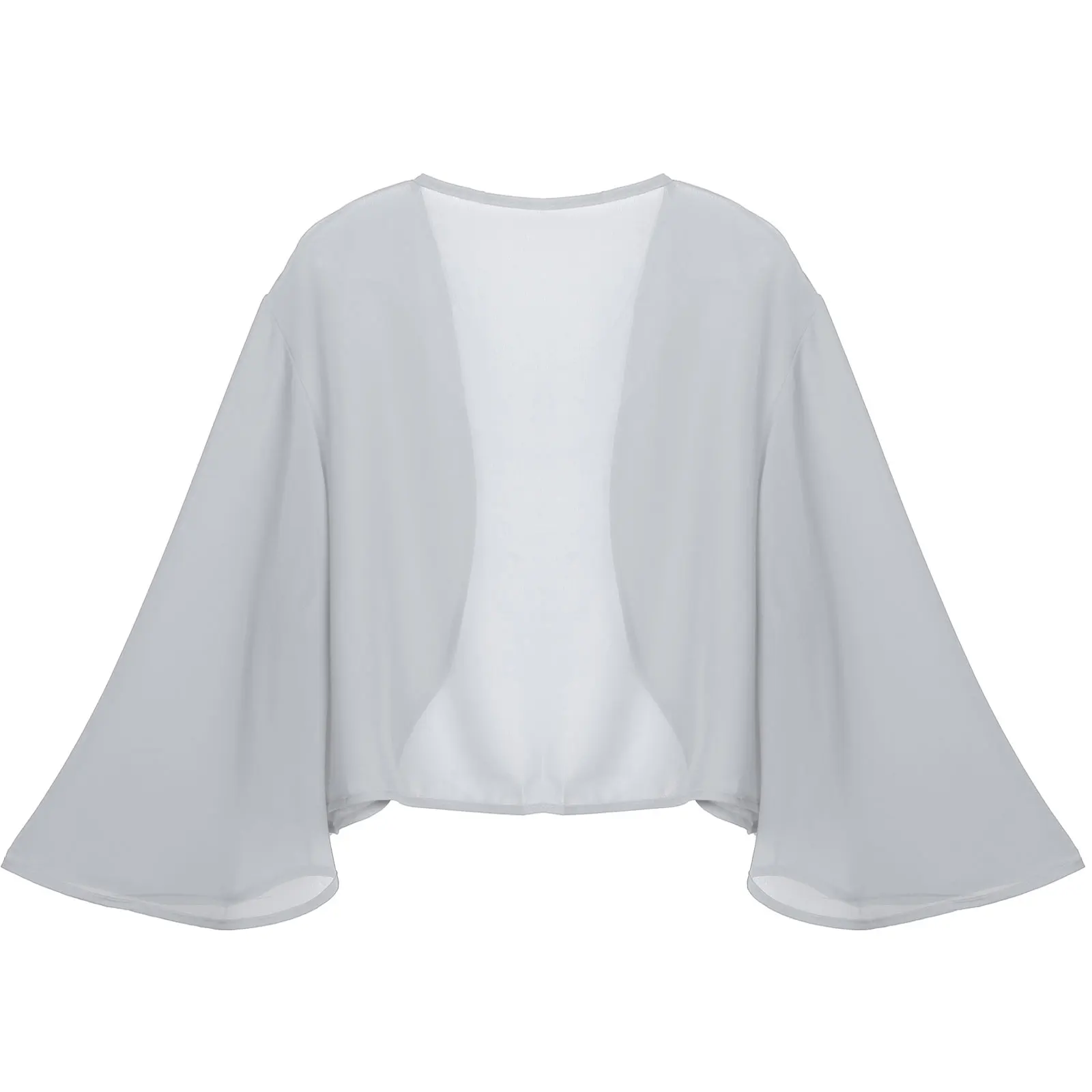 Womens 3/4 Sleeve Chiffon Cardigan Bolero Elegant Summer Ladies Wedding Wraps Shrug Bridal Bolero Long Shawl Evening Cover Up