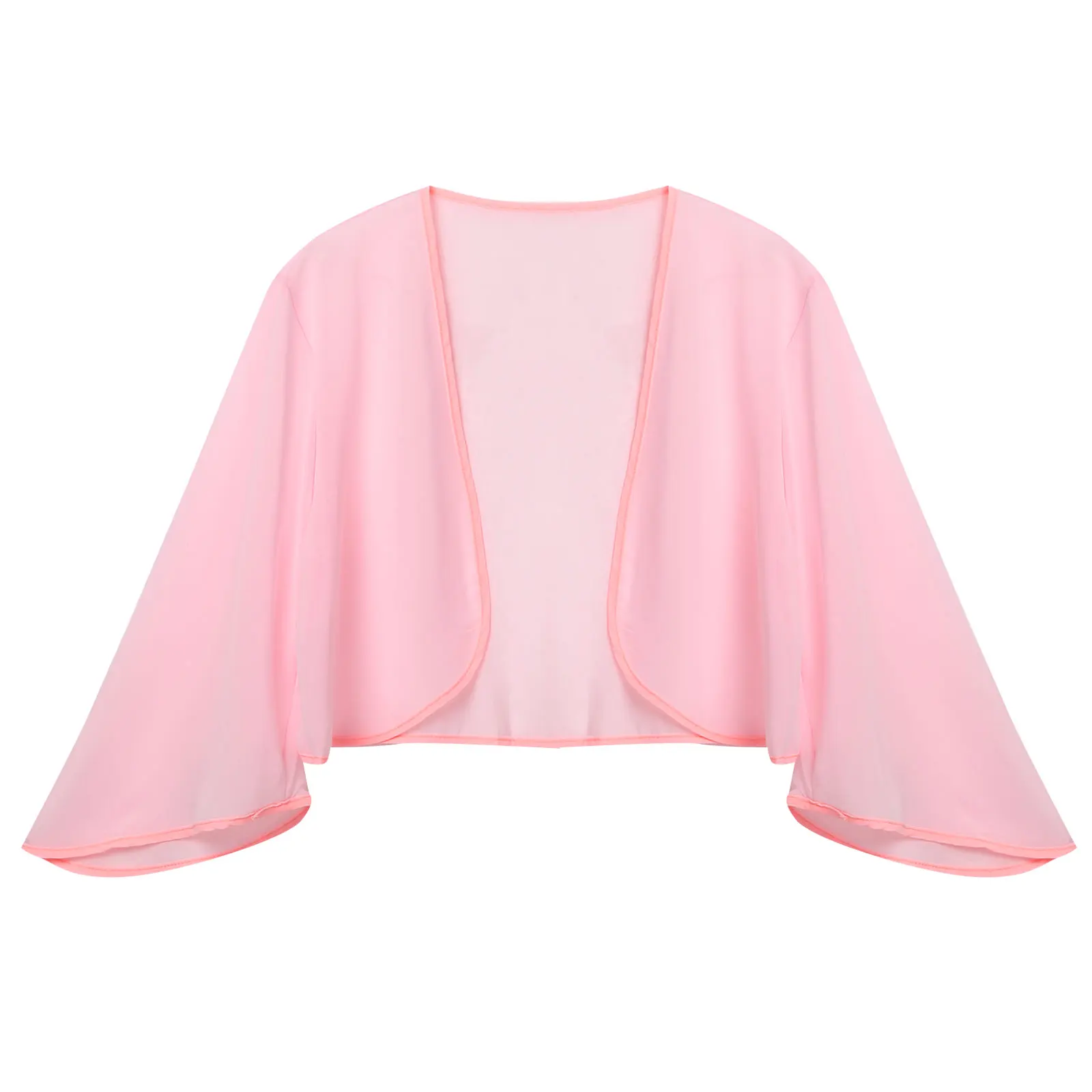 Womens 3/4 Sleeve Chiffon Cardigan Bolero Elegant Summer Ladies Wedding Wraps Shrug Bridal Bolero Long Shawl Evening Cover Up
