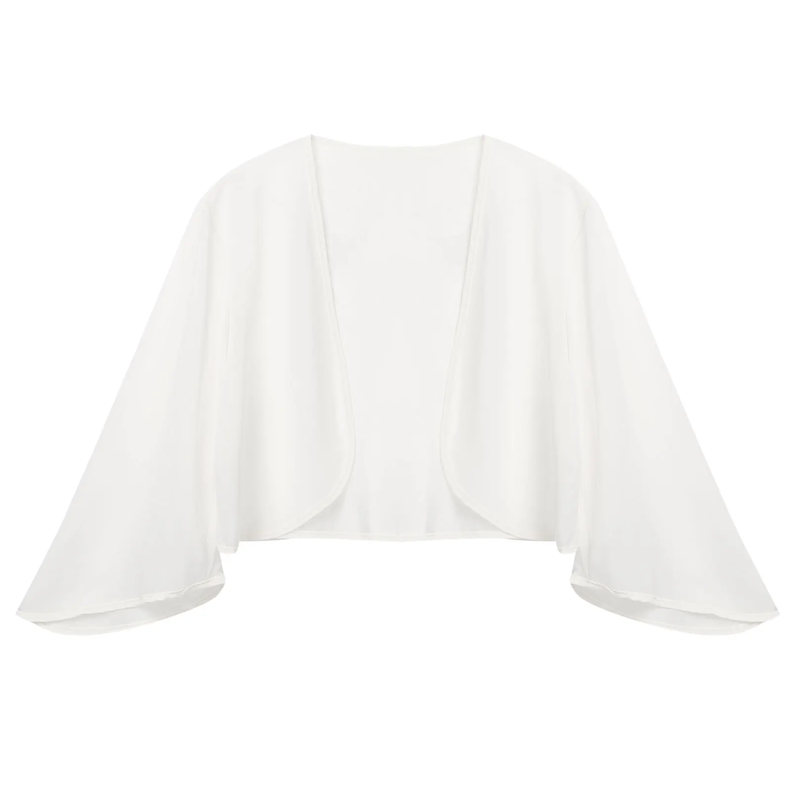 Womens 3/4 Sleeve Chiffon Cardigan Bolero Elegant Summer Ladies Wedding Wraps Shrug Bridal Bolero Long Shawl Evening Cover Up