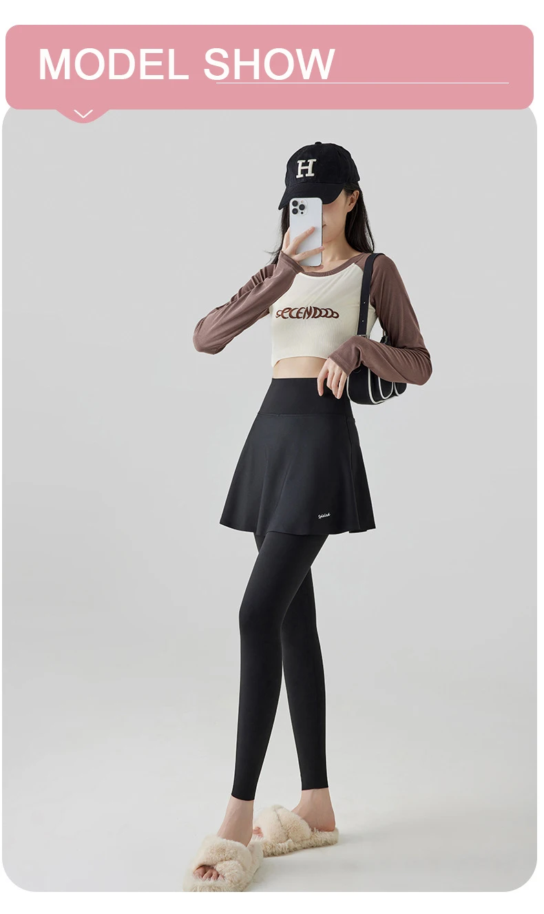 BIVIGAOS Autumn New Pant Skirt Fake Two Pieces Shark Leggings Women Popular Shaping Yoga Fitness Seamless Sports Leggings