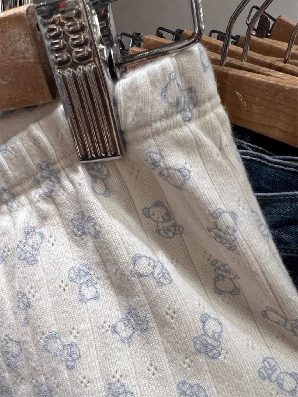 Cute Little Bears Eyelet Long Pant For Woman Clothes Elastic High Waist Straight Trousers Autumn Sweet Casual Cotton Pants New