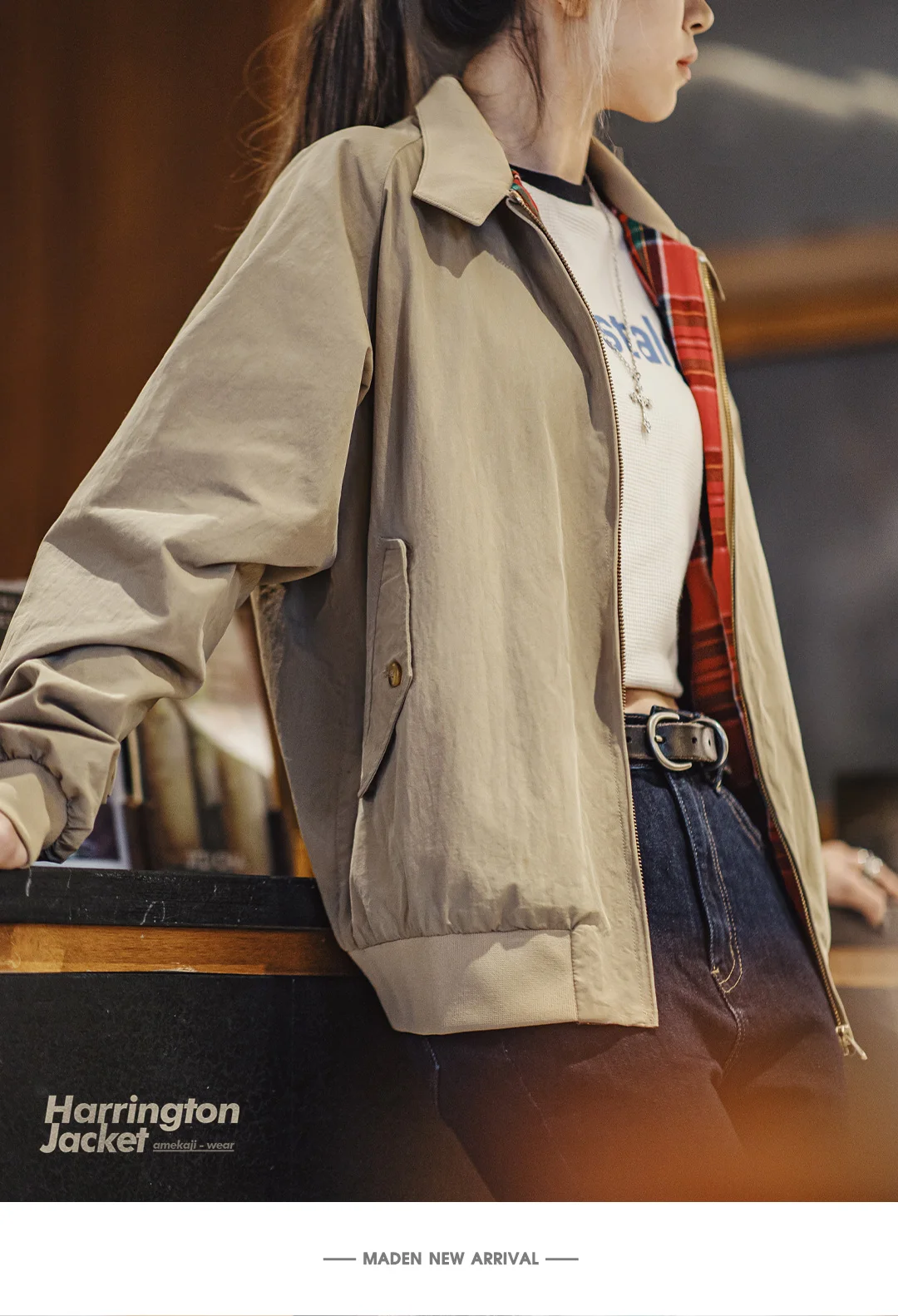 Maden Vintage Jacket for Women Stand Up Collar Workwear Coat Spring and Autumn Vintage Baseball Jackets Unisex Clothing