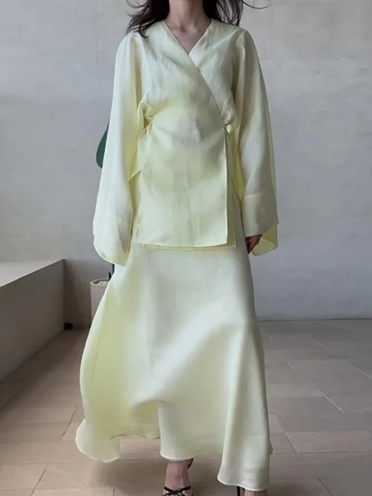 2026 New Fashion Women Casual Long Sleeve Blouse Maxi Skirts Suits 2PCS Matching Sets Elegant Dubai Turkey Set Muslim Dress Sets