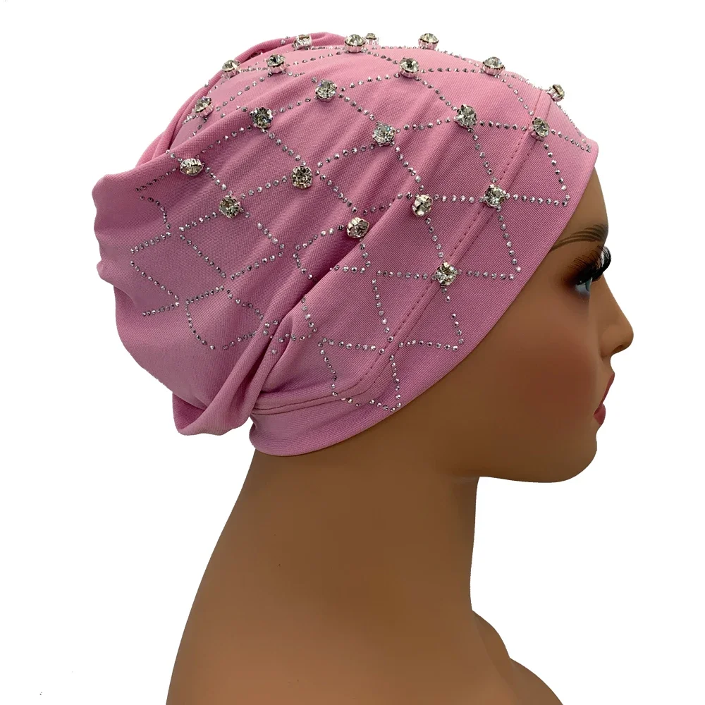 Muslim Inner Hijabs Islam Under Scarf Cap Stretchy Headscarf Bonnet Turbante Mujer Rhinestone Head Wraps for Ramadan Women