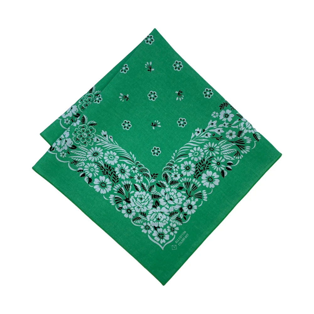 Green Cotton Square Bandana Scarf High Quality New Design Hip Hop Scarf Print Headband Paisley Gifts For Men/Boys/Girls