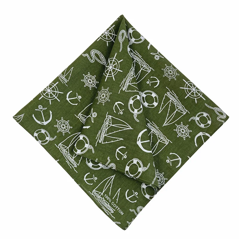 Green Cotton Square Bandana Scarf High Quality New Design Hip Hop Scarf Print Headband Paisley Gifts For Men/Boys/Girls