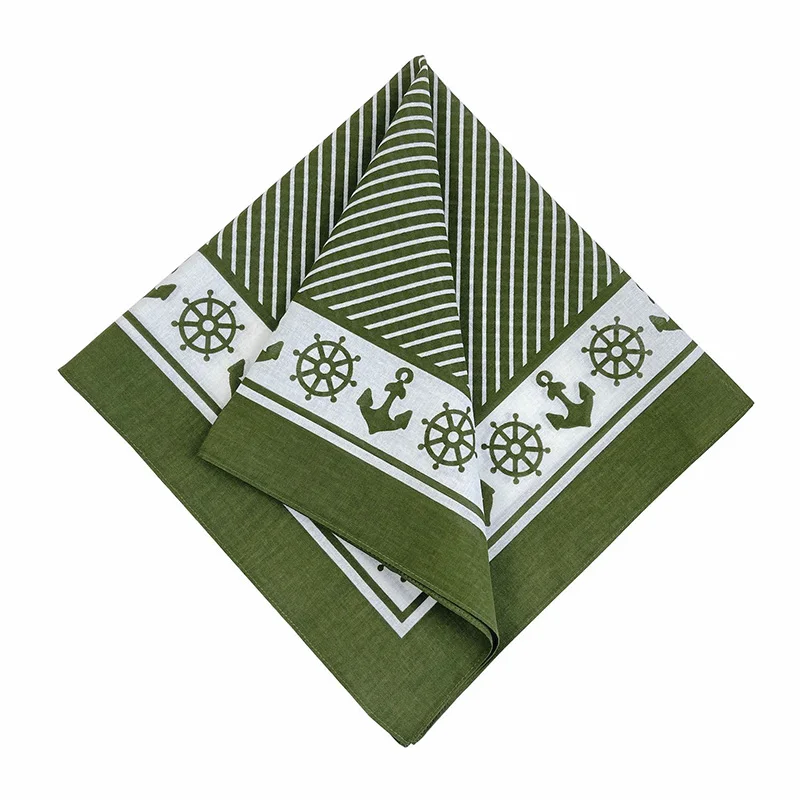 Green Cotton Square Bandana Scarf High Quality New Design Hip Hop Scarf Print Headband Paisley Gifts For Men/Boys/Girls