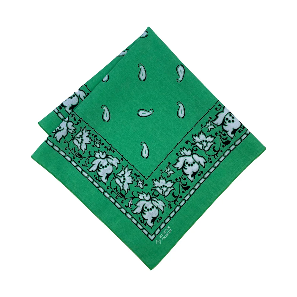Green Cotton Square Bandana Scarf High Quality New Design Hip Hop Scarf Print Headband Paisley Gifts For Men/Boys/Girls