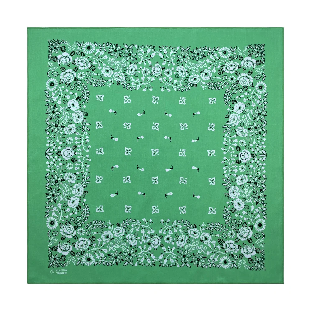 Green Cotton Square Bandana Scarf High Quality New Design Hip Hop Scarf Print Headband Paisley Gifts For Men/Boys/Girls