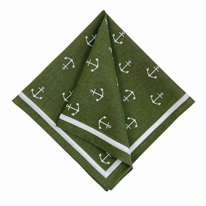 Green Cotton Square Bandana Scarf High Quality New Design Hip Hop Scarf Print Headband Paisley Gifts For Men/Boys/Girls