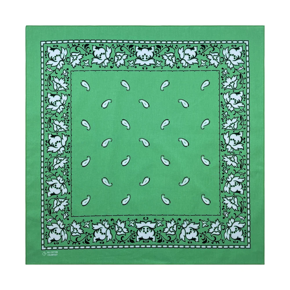 Green Cotton Square Bandana Scarf High Quality New Design Hip Hop Scarf Print Headband Paisley Gifts For Men/Boys/Girls