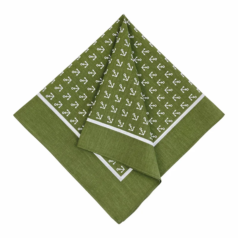 Green Cotton Square Bandana Scarf High Quality New Design Hip Hop Scarf Print Headband Paisley Gifts For Men/Boys/Girls