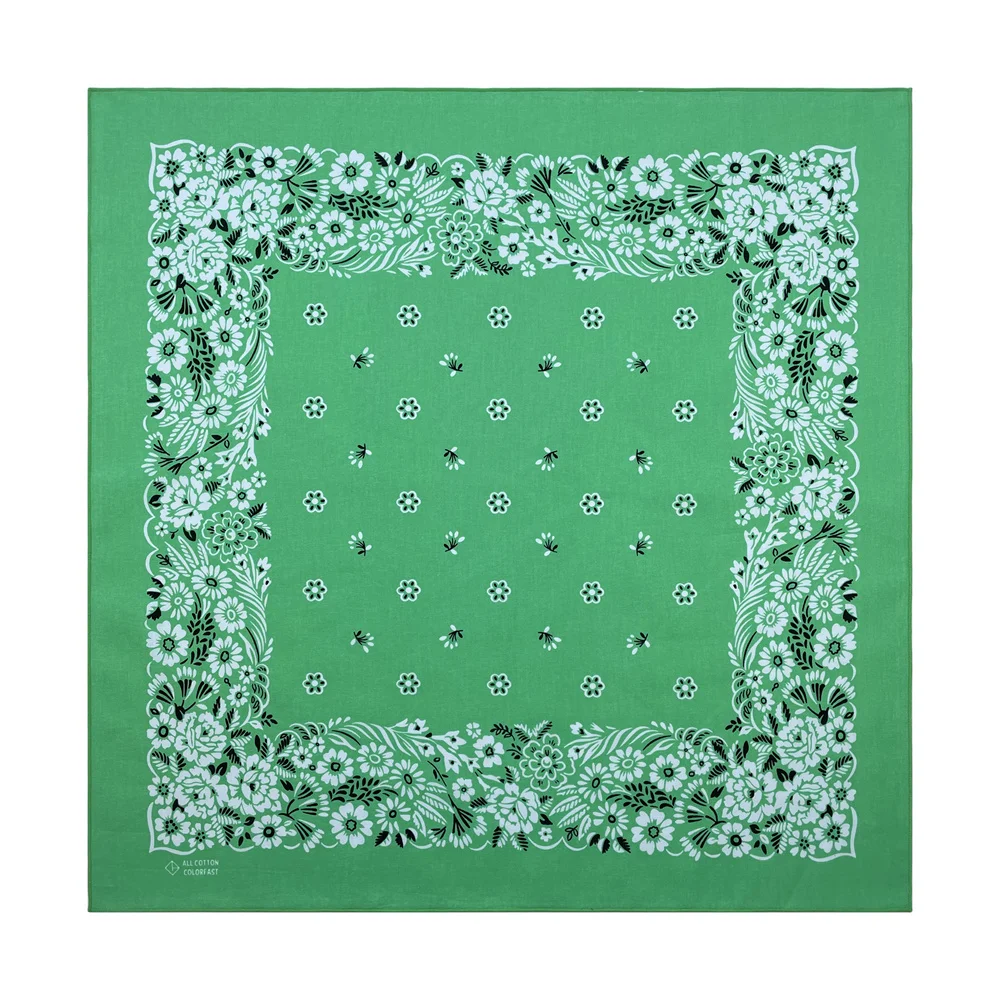 Green Cotton Square Bandana Scarf High Quality New Design Hip Hop Scarf Print Headband Paisley Gifts For Men/Boys/Girls
