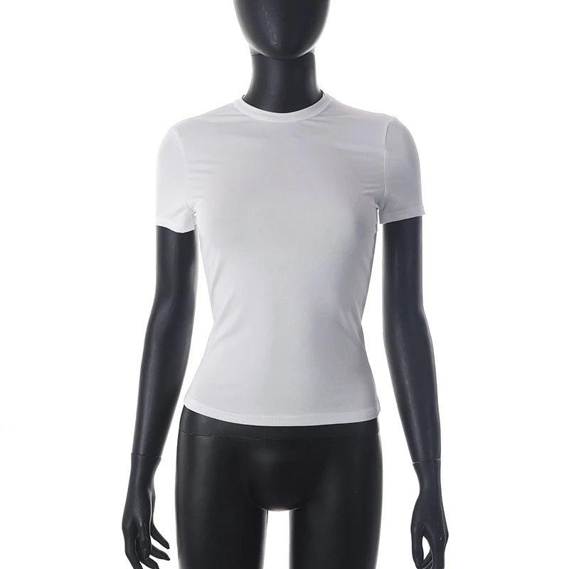 2024 Spring New Short Sleeve T-Shirt Women Solid Simple Casual Soft All-Match Hot Basic Crop Tops Tees Summer Fashion