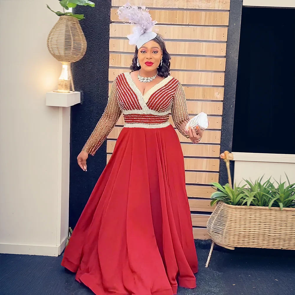 Plus Size Elegant African Dresses For Women Muslim Fashion Boubou Dashiki Ankara Outfit Evening Gown Abayas Kaftan Scarf Robe