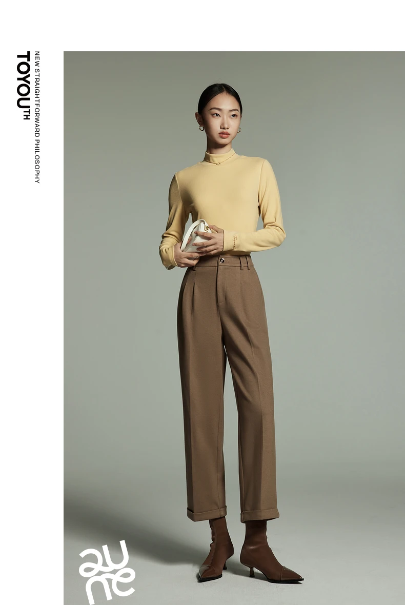 Toyouth Women Tees 2024 Winter Long Sleeve Half High Collar Slim Fit T-shirt Self Heating Warm Versatile Multicolour Tops