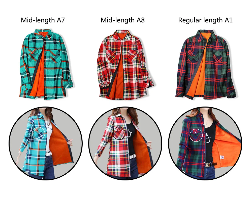 Velvet Thicken Warm Women's Plaid Shirt, Female Long Sleeve Tops M-XXL Winter Fleece Casual Blouse, Autumn Clothes T17405X