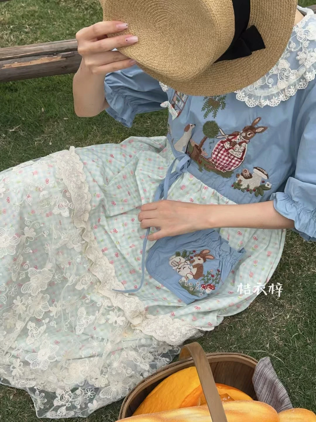 Japanese Mori Girl Patchwork Cotton Linen Dress Women Sweet Vintage Flower Lace-up Loose Sundress Casual Ruffled Pullover Dress