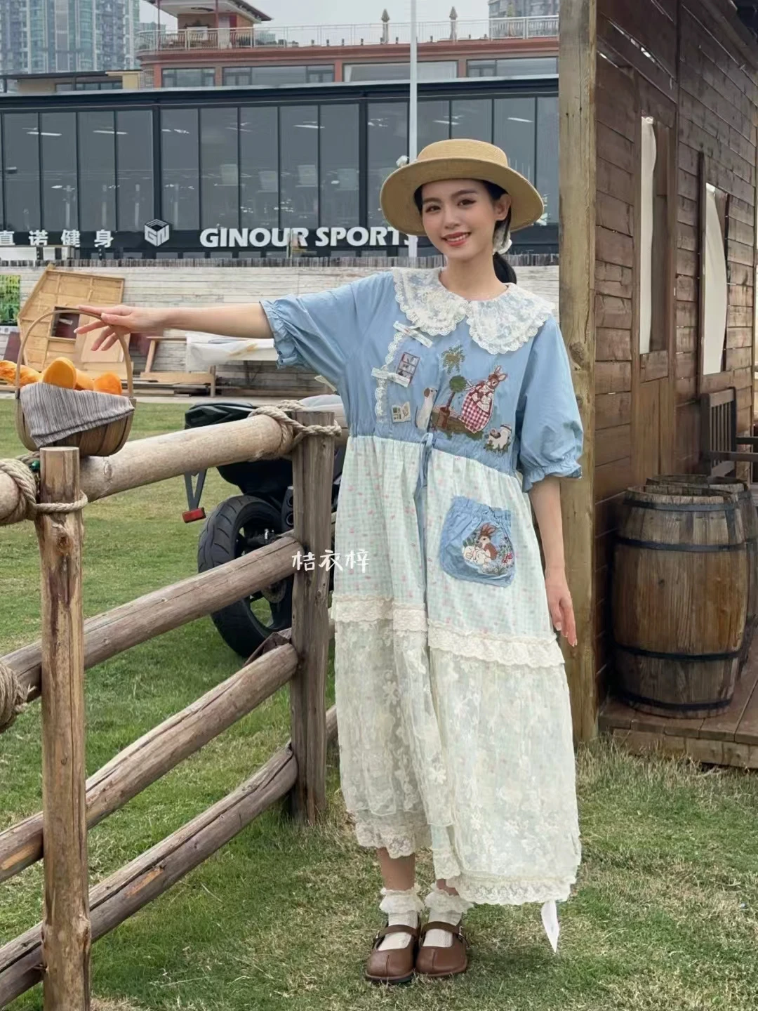 Japanese Mori Girl Patchwork Cotton Linen Dress Women Sweet Vintage Flower Lace-up Loose Sundress Casual Ruffled Pullover Dress