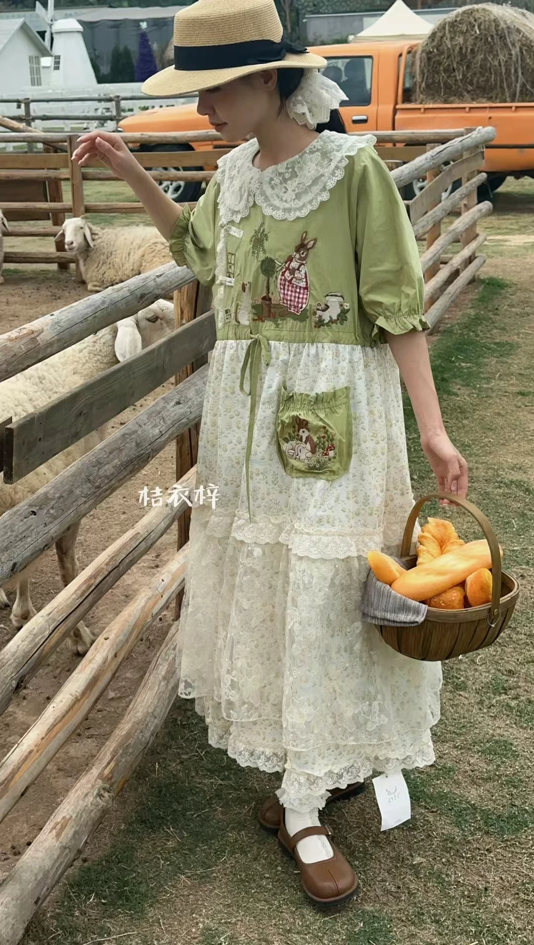 Japanese Mori Girl Patchwork Cotton Linen Dress Women Sweet Vintage Flower Lace-up Loose Sundress Casual Ruffled Pullover Dress
