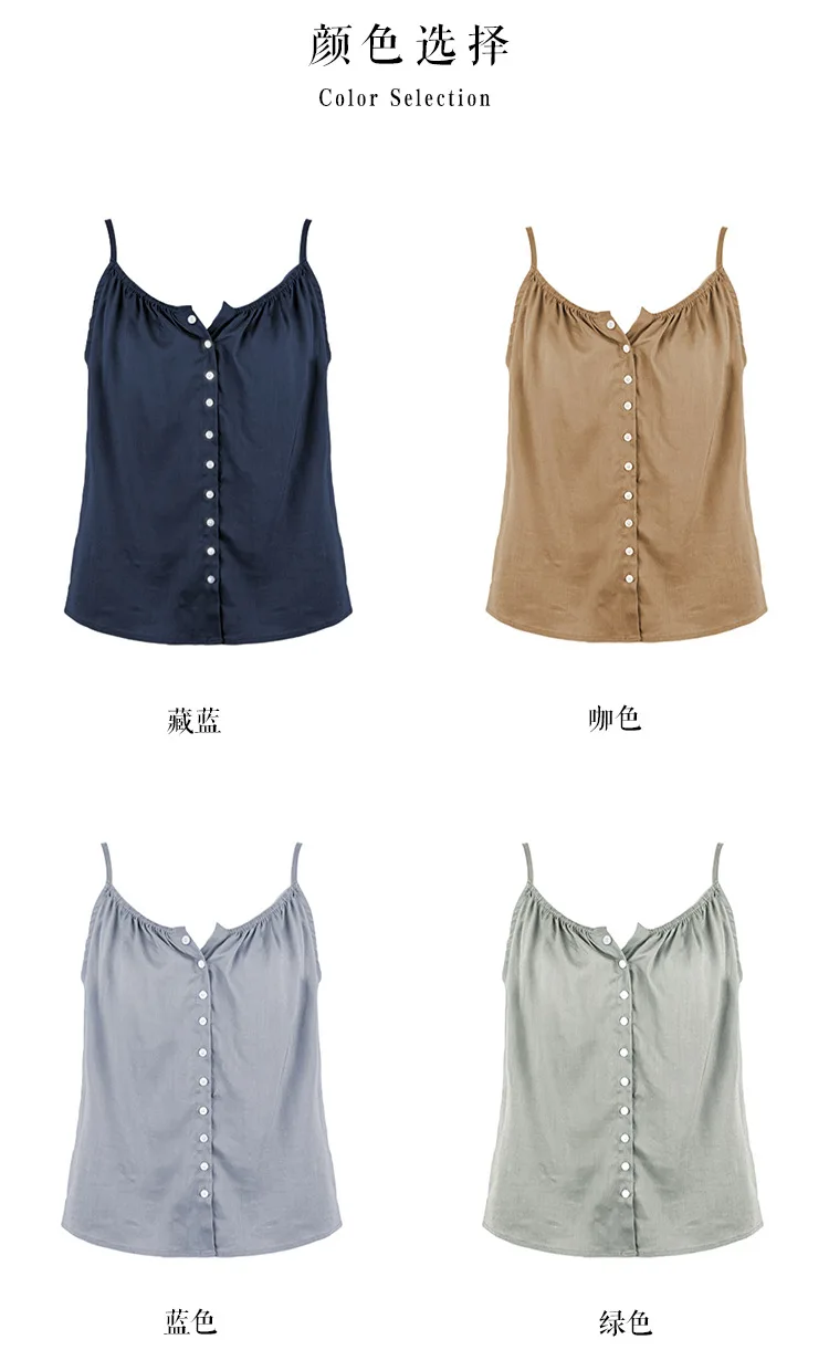 Soft Viscose Tops For Women 2024 Sexy Sleeveless Button Up Streewear Summer Top Women's Clothing Camis