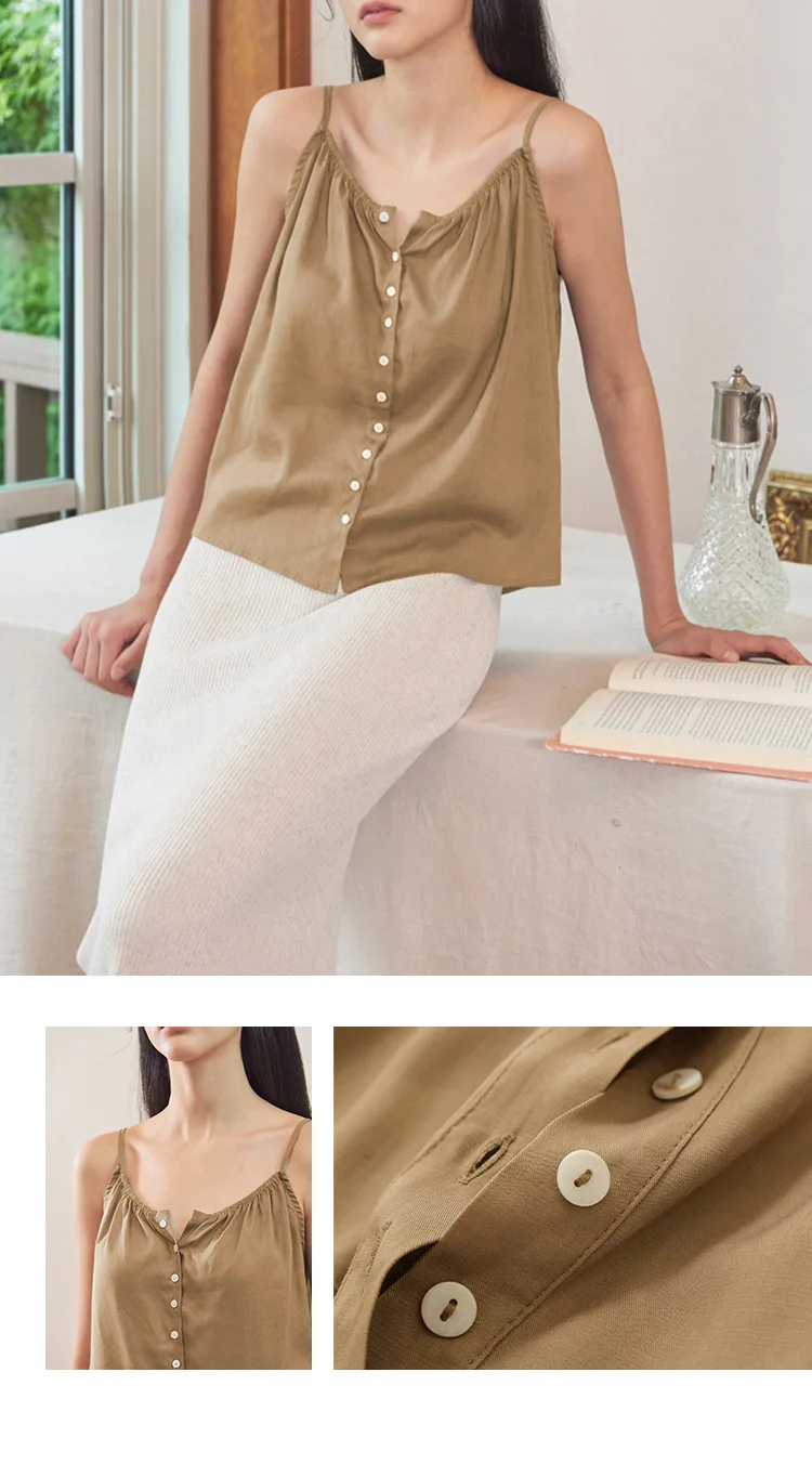 Soft Viscose Tops For Women 2024 Sexy Sleeveless Button Up Streewear Summer Top Women's Clothing Camis
