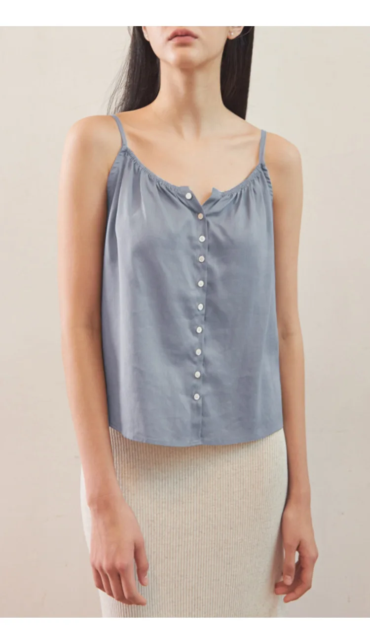 Soft Viscose Tops For Women 2024 Sexy Sleeveless Button Up Streewear Summer Top Women's Clothing Camis