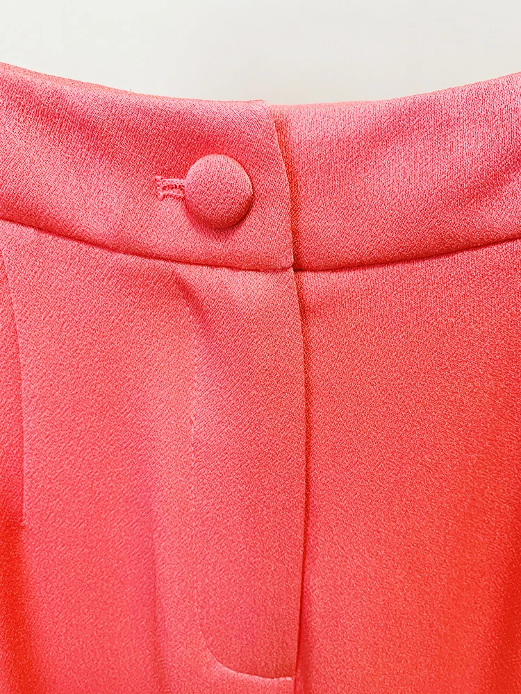 HIGH STREET Newest Fashion 2026 Fluorescent Pink Designer Trousers Women's Wide-leg Long Pants