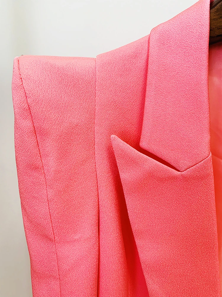 HIGH STREET Newest Fashion 2026 Fluorescent Pink Designer Trousers Women's Wide-leg Long Pants